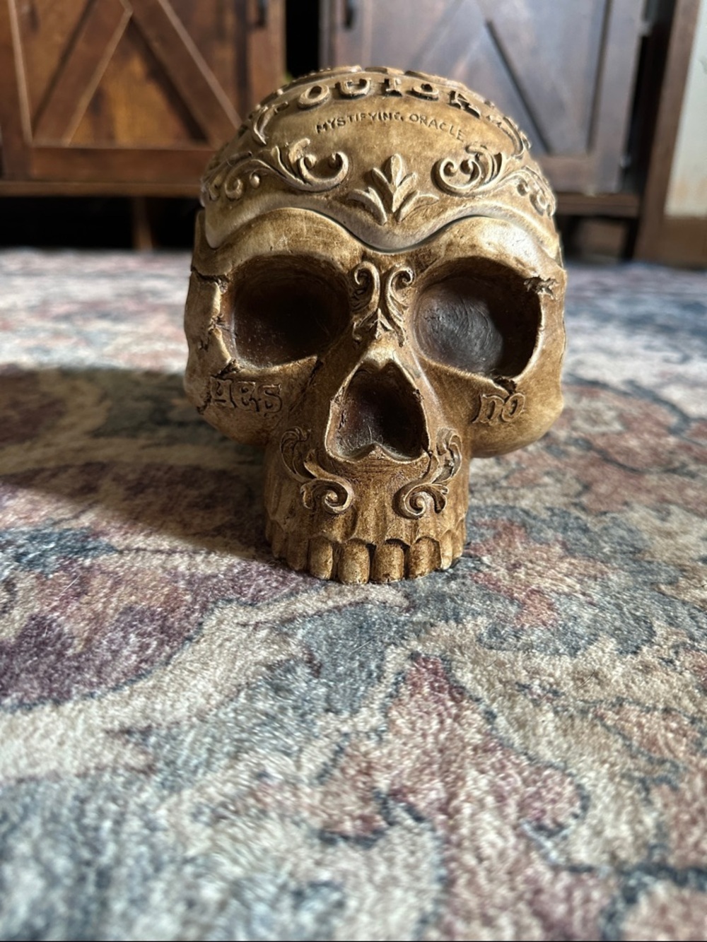 Decorative Gold Skull Accent - Ornate Resin Home Accent
